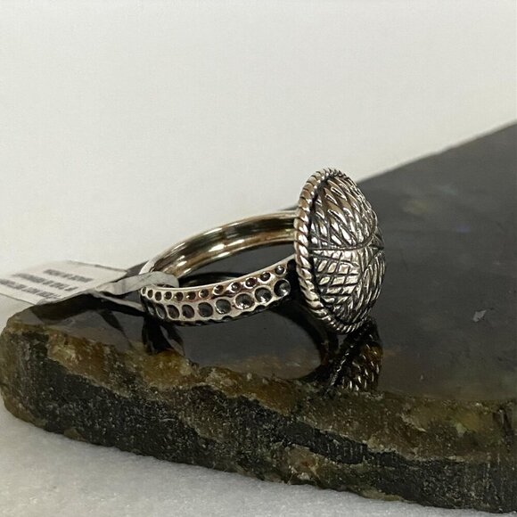 Signed D'Joy Sterling Silver 925 Round Hammered Disc Textured Band Ring Sz 8.75 - Picture 4 of 16